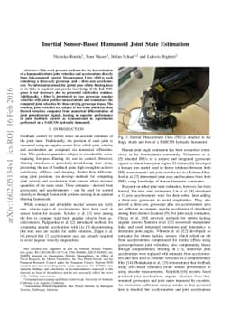 Inertial Sensor-Based Humanoid Joint State Estimation