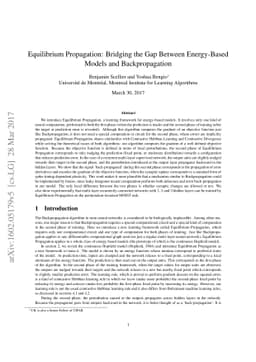 Equilibrium Propagation: Bridging the Gap Between Energy-Based Models
  and Backpropagation