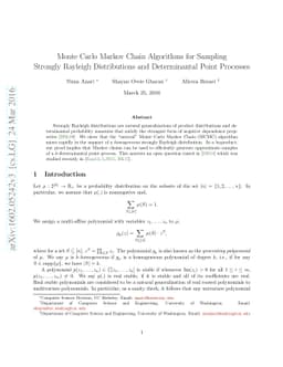 Monte Carlo Markov Chain Algorithms for Sampling Strongly Rayleigh
  Distributions and Determinantal Point Processes