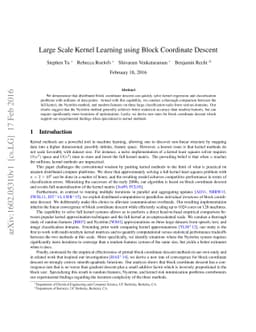 Large Scale Kernel Learning using Block Coordinate Descent