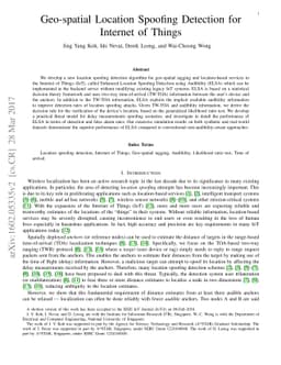 Geo-spatial Location Spoofing Detection for Internet of Things