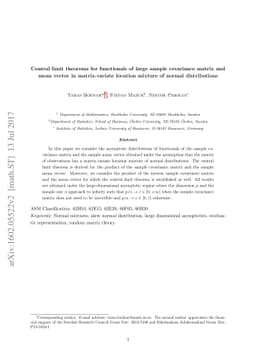 Central limit theorems for functionals of large sample covariance matrix
  and mean vector in matrix-variate location mixture of normal distributions