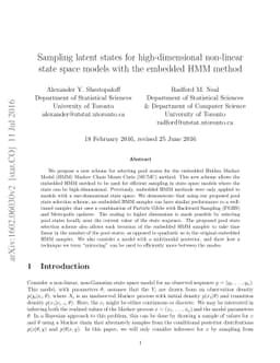 Sampling latent states for high-dimensional non-linear state space
  models with the embedded HMM method