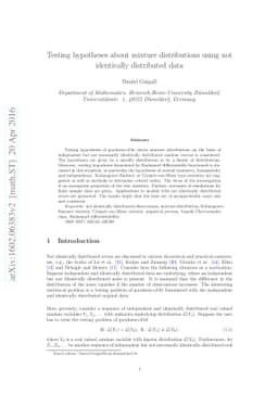 Testing hypotheses about mixture distributions using not identically
  distributed data