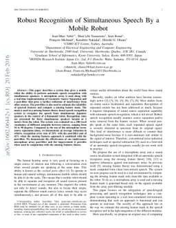 Robust Recognition of Simultaneous Speech By a Mobile Robot
