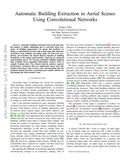 Automatic Building Extraction in Aerial Scenes Using Convolutional
  Networks