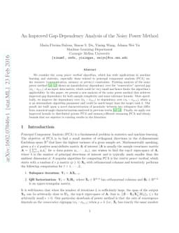 An Improved Gap-Dependency Analysis of the Noisy Power Method
