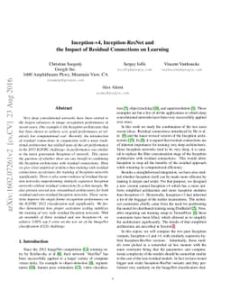 Inception-v4, Inception-ResNet and the Impact of Residual Connections on
  Learning