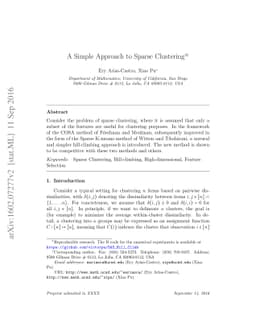 A Simple Approach to Sparse Clustering
