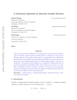 A Variational Algorithm for Bayesian Variable Selection