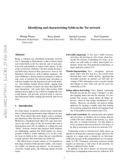 Identifying and characterizing Sybils in the Tor network