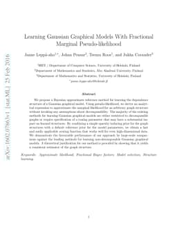 Learning Gaussian Graphical Models With Fractional Marginal
  Pseudo-likelihood