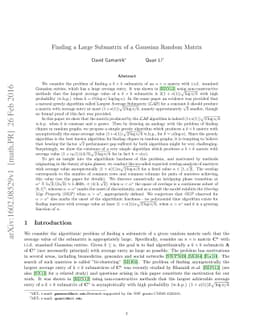 Finding a Large Submatrix of a Gaussian Random Matrix