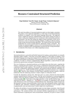 Resource Constrained Structured Prediction
