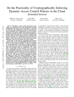 On the Practicality of Cryptographically Enforcing Dynamic Access
  Control Policies in the Cloud (Extended Version)