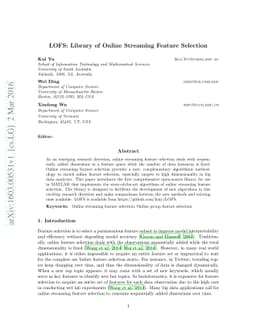 LOFS: Library of Online Streaming Feature Selection