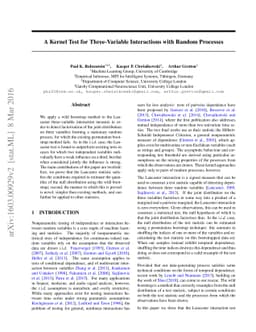 A Kernel Test for Three-Variable Interactions with Random Processes