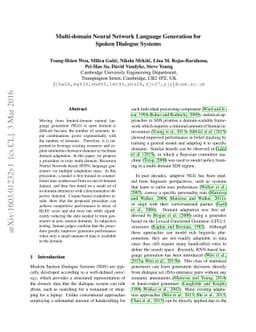 Multi-domain Neural Network Language Generation for Spoken Dialogue
  Systems