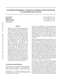 Normalization Propagation: A Parametric Technique for Removing Internal
  Covariate Shift in Deep Networks