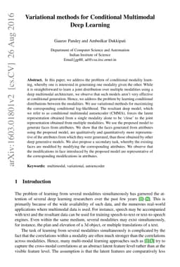 Variational methods for Conditional Multimodal Deep Learning