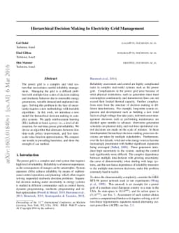 Hierarchical Decision Making In Electricity Grid Management