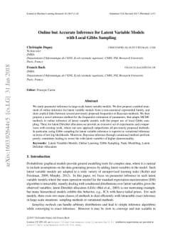 Online but Accurate Inference for Latent Variable Models with Local
  Gibbs Sampling