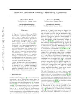 Bipartite Correlation Clustering -- Maximizing Agreements