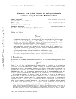 Pymanopt: A Python Toolbox for Optimization on Manifolds using Automatic
  Differentiation