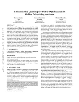 Cost-sensitive Learning for Utility Optimization in Online Advertising
  Auctions