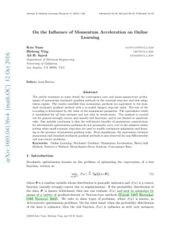 On the Influence of Momentum Acceleration on Online Learning