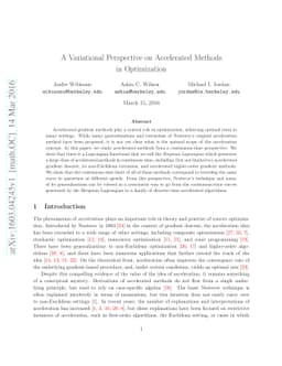 A Variational Perspective on Accelerated Methods in Optimization