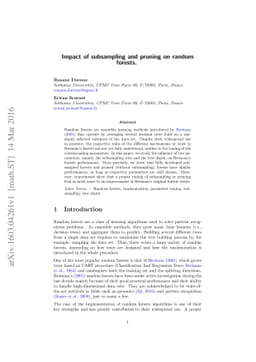 Impact of subsampling and pruning on random forests