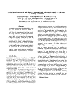 Controlling Search in Very large Commonsense Knowledge Bases: A Machine
  Learning Approach