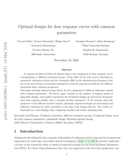 Optimal designs for dose response curves with common parameters