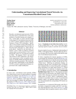 Understanding and Improving Convolutional Neural Networks via
  Concatenated Rectified Linear Units