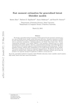 Fast moment estimation for generalized latent Dirichlet models