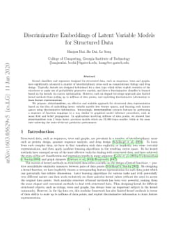 Discriminative Embeddings of Latent Variable Models for Structured Data