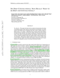 Do Deep Convolutional Nets Really Need to be Deep and Convolutional?