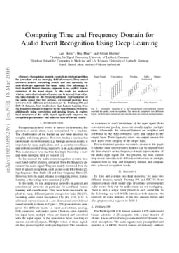 Comparing Time and Frequency Domain for Audio Event Recognition Using
  Deep Learning