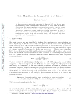 Noisy Hypotheses in the Age of Discovery Science