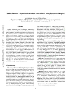 DASA: Domain Adaptation in Stacked Autoencoders using Systematic Dropout