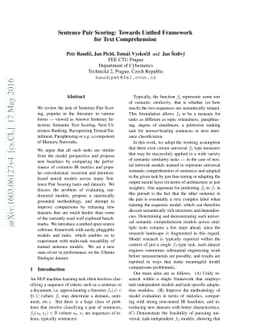 Sentence Pair Scoring: Towards Unified Framework for Text Comprehension