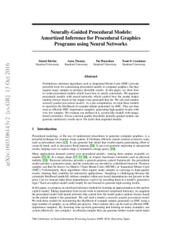 Neurally-Guided Procedural Models: Amortized Inference for Procedural
  Graphics Programs using Neural Networks