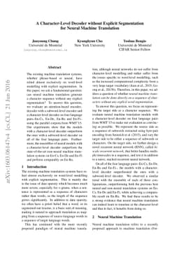 A Character-Level Decoder without Explicit Segmentation for Neural
  Machine Translation