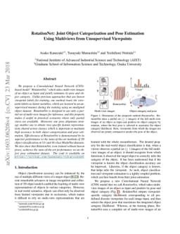 RotationNet: Joint Object Categorization and Pose Estimation Using
  Multiviews from Unsupervised Viewpoints