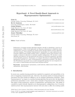 Hyperband: A Novel Bandit-Based Approach to Hyperparameter Optimization
