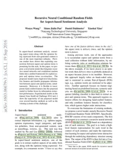 Recursive Neural Conditional Random Fields for Aspect-based Sentiment
  Analysis