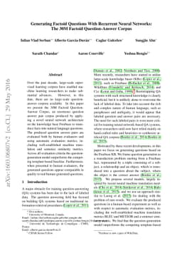 Generating Factoid Questions With Recurrent Neural Networks: The 30M
  Factoid Question-Answer Corpus