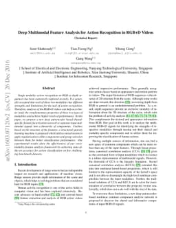 Deep Multimodal Feature Analysis for Action Recognition in RGB+D Videos