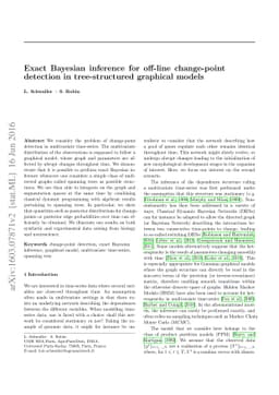 Exact Bayesian inference for off-line change-point detection in
  tree-structured graphical models